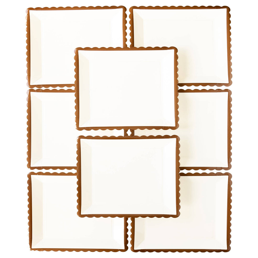 Ruffle Edge Plates, Brown