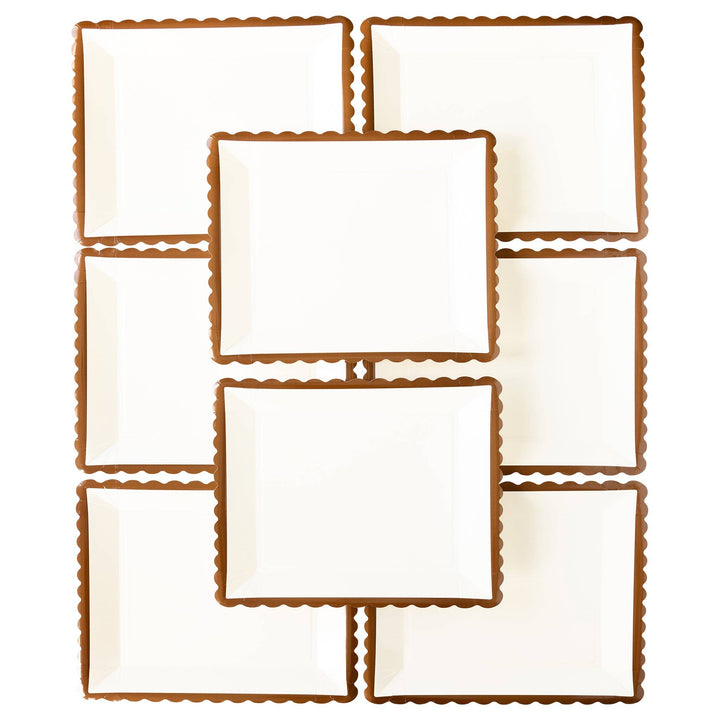 Ruffle Edge Plates, Brown