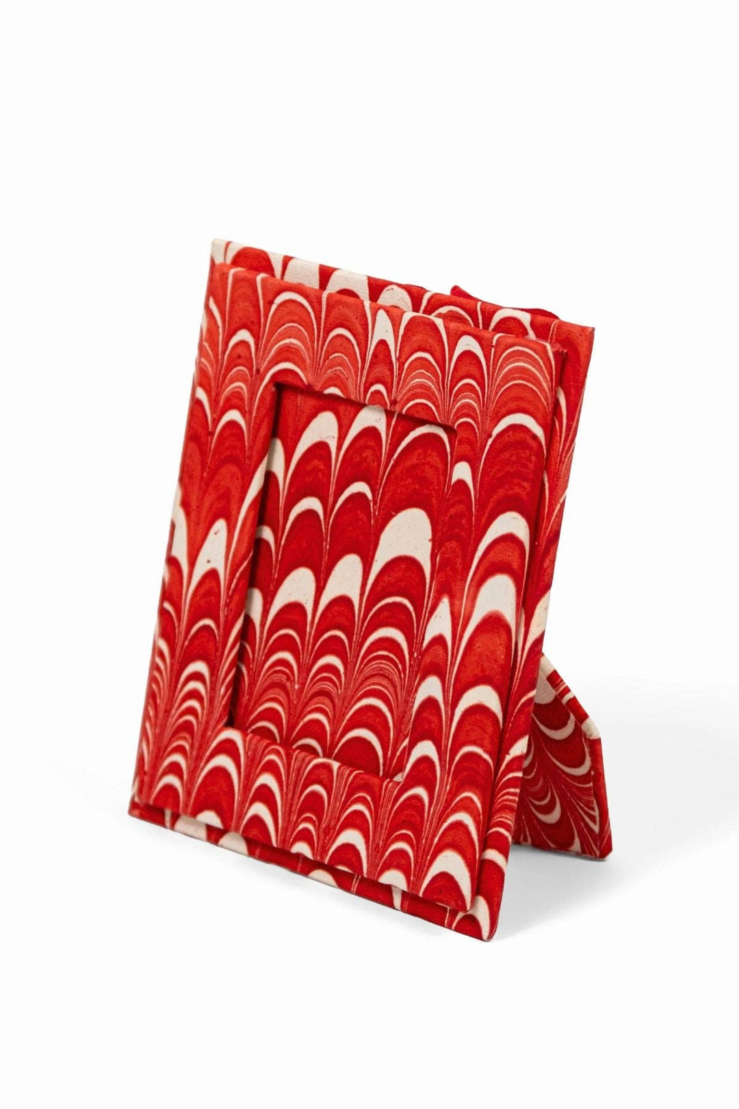 Mini Picture Frame Ornament, Red Marbled