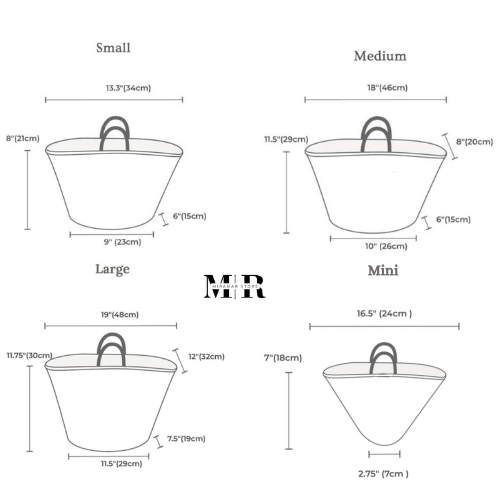 Floral Embroidered Straw Tote Bag, Small and Medium