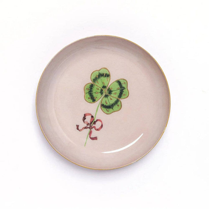 Clover Round Enamel Tray in Blush