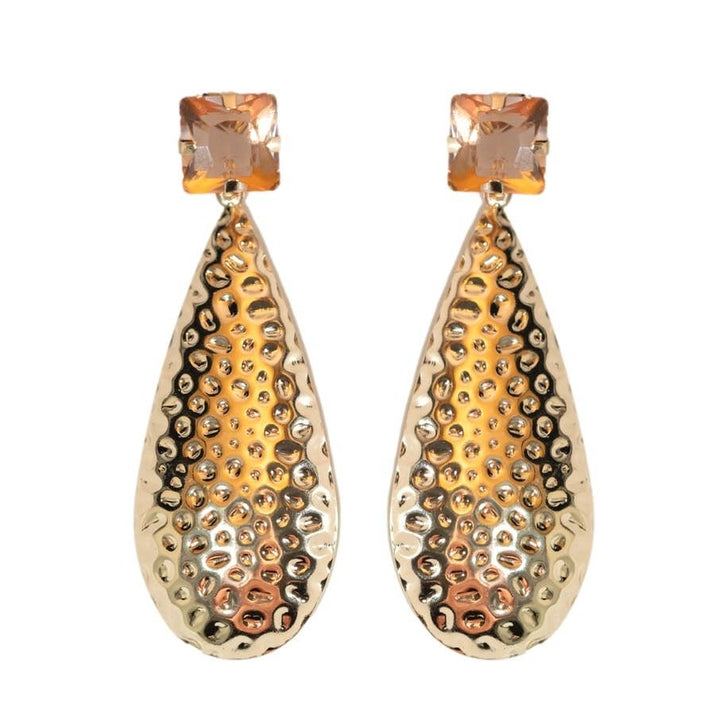 Hammered Gold Earrings in Rose
