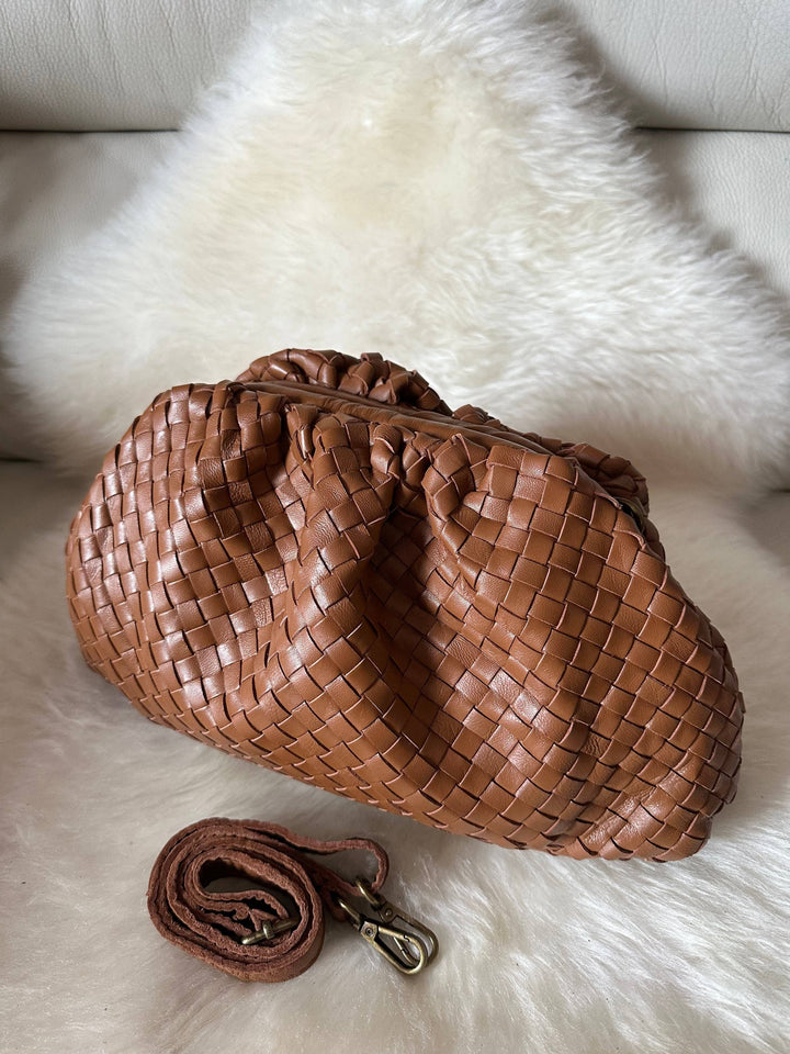 Woven Leather Clutch, Assorted Colors