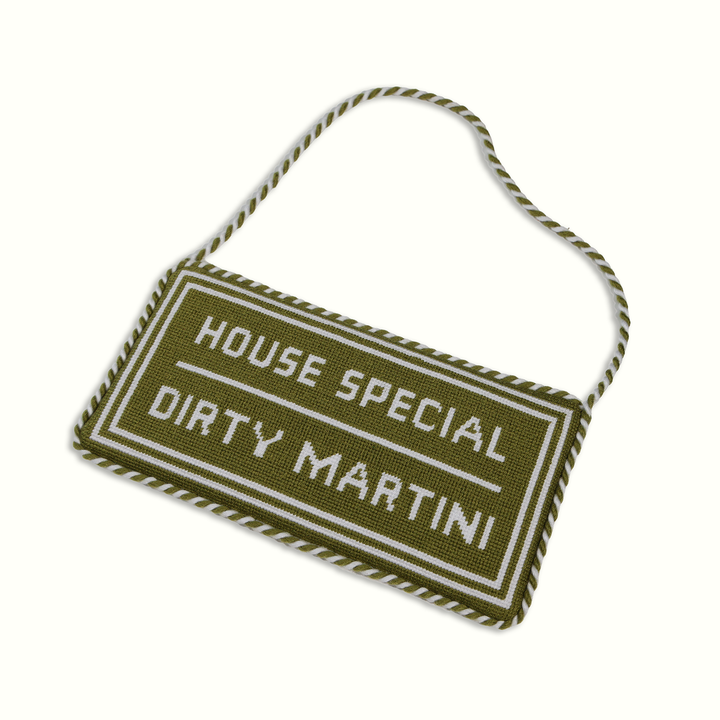 Dirty Martini Needlepoint Door Hang