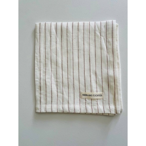 French Linen Tea Towel, Toffee Pinstripe