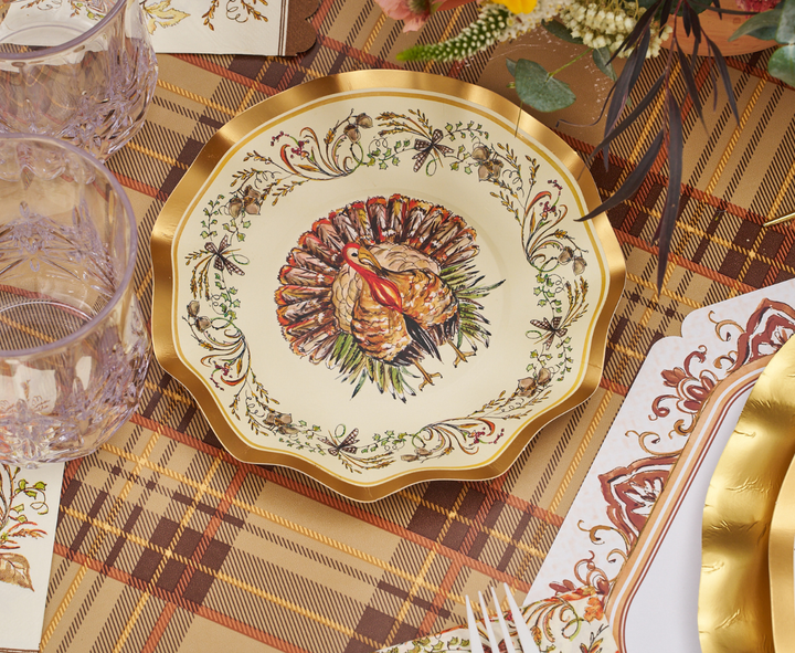 Turkey & Gourds Appetizer/Dessert Plates, S/8