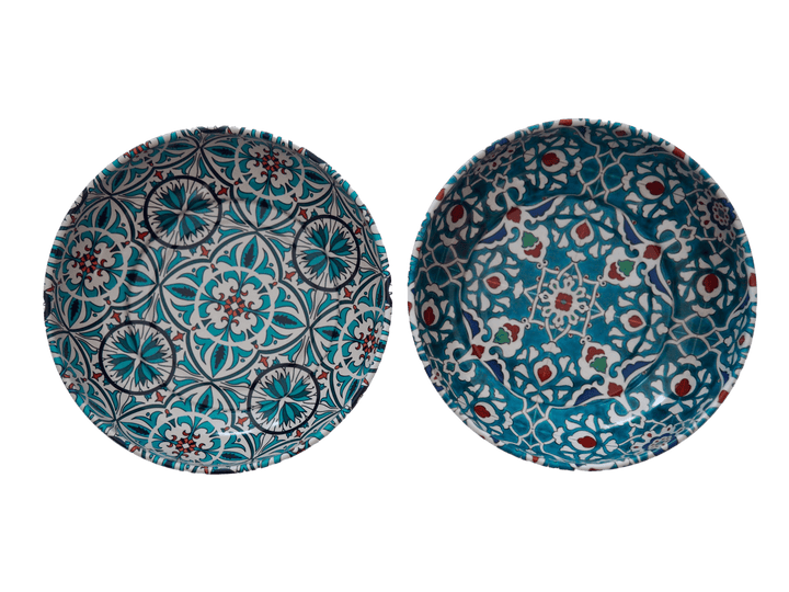 Moroccan Tin Bowl in Blue and Red, Small