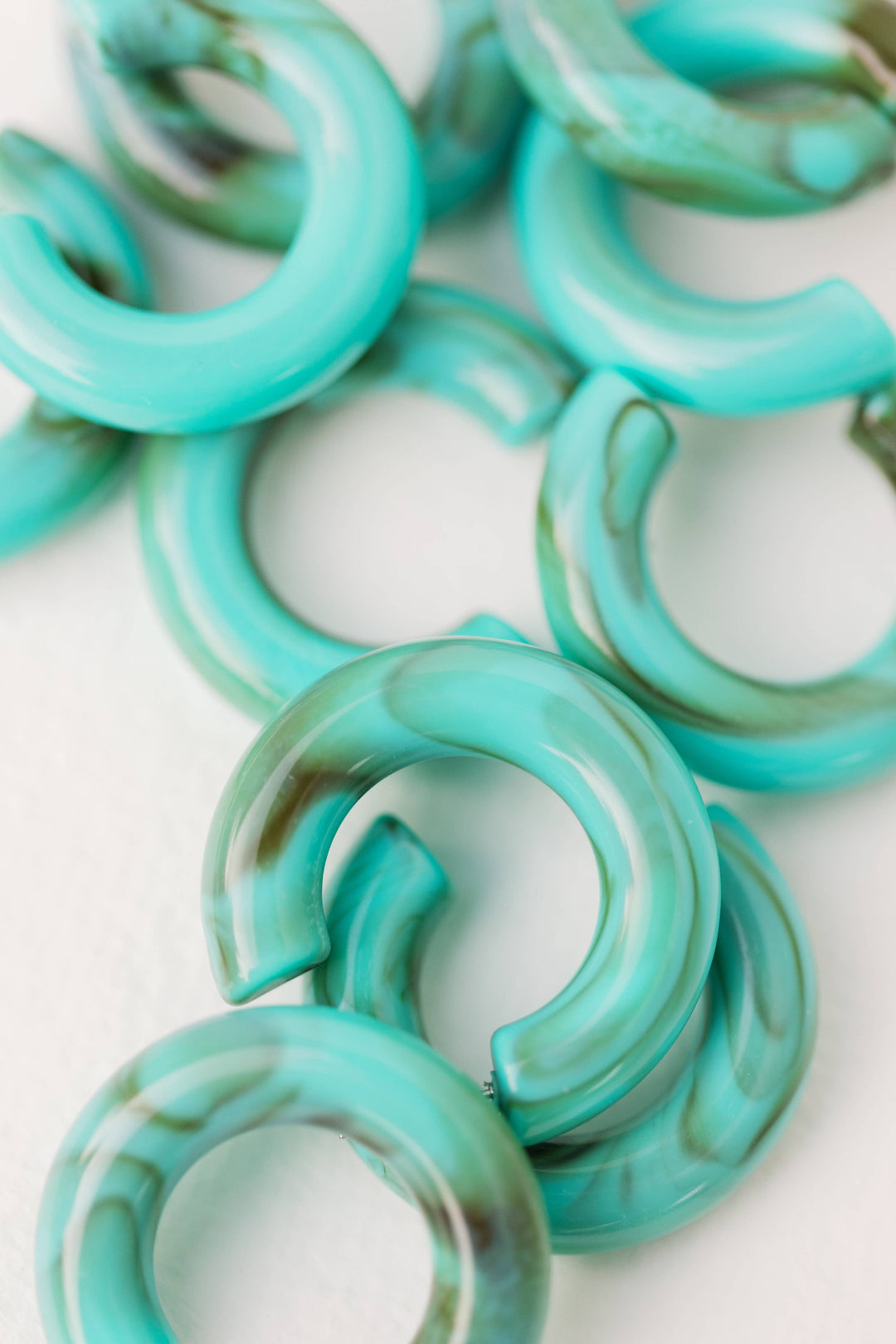 Chunky Lucite Hoop Earrings in Turquoise