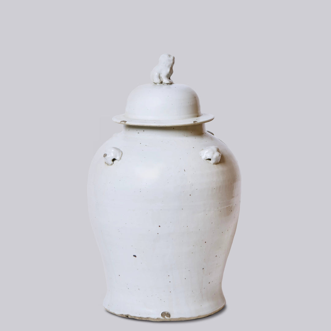 Rustic White Porcelain Temple Jar