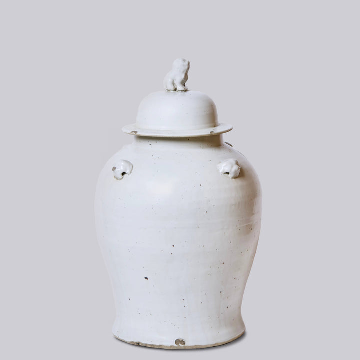 Rustic White Porcelain Temple Jar