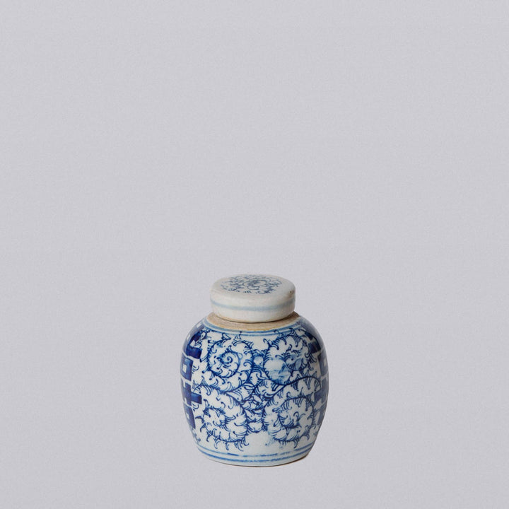 Blue and White Porcelain Mini Jar, Double Happiness