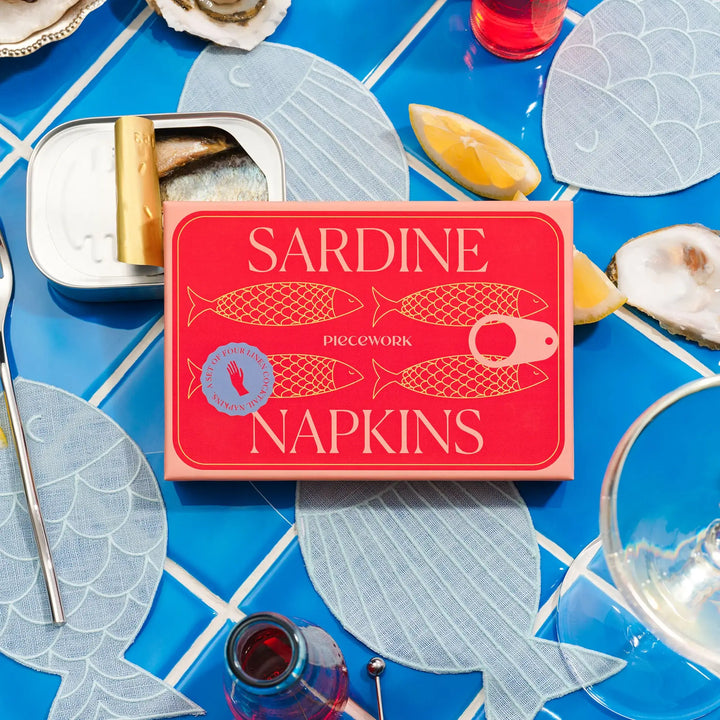 Linen Sardine Cocktail Napkins, S/4