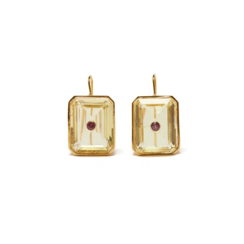 Tile Earrings in Citrine | Lizzie Fortunato