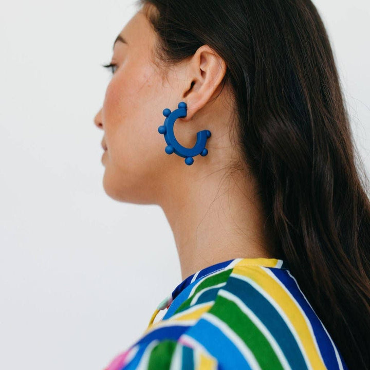 Bead Hoops in Navy