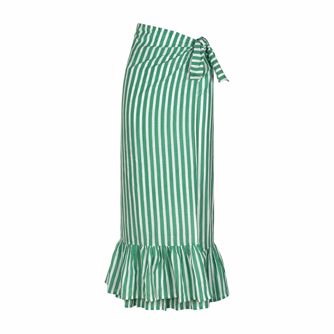 Stripe Vienna Sarong in Green and White