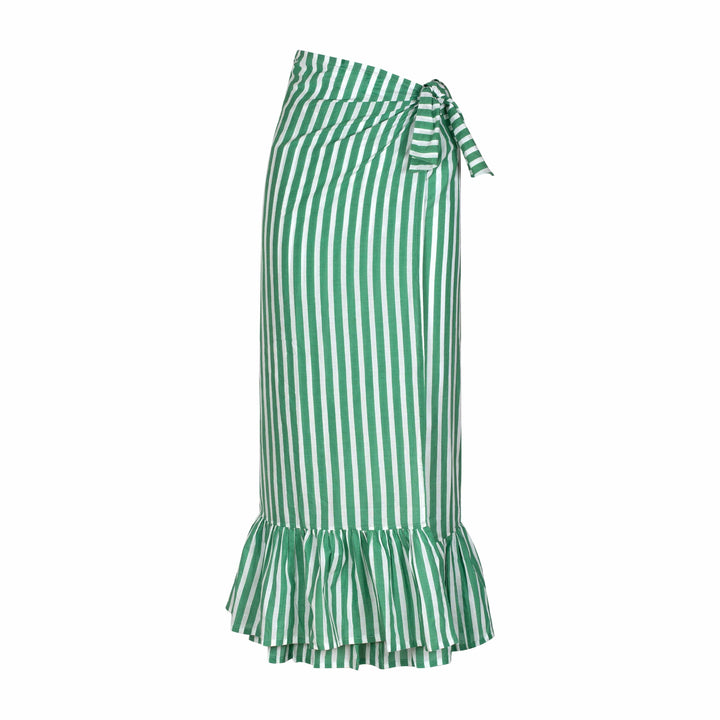 Stripe Vienna Sarong in Green and White