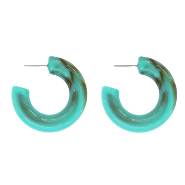 Chunky Lucite Hoop Earrings in Turquoise