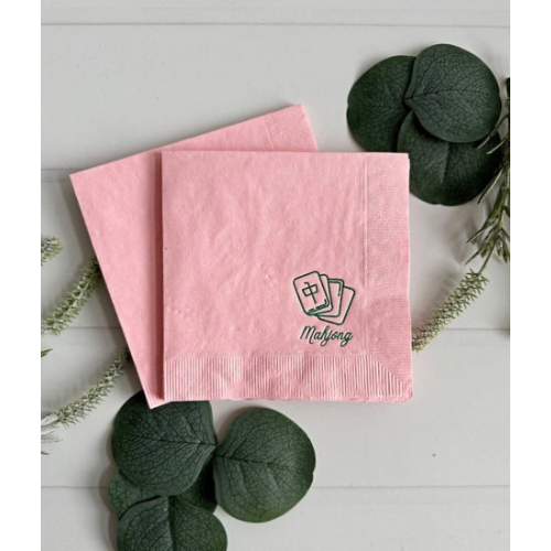 Mahjong Tile Cocktail Napkins in Blush Pink, Set of 16