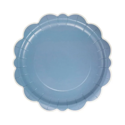 Scalloped Edge Plates, Blue