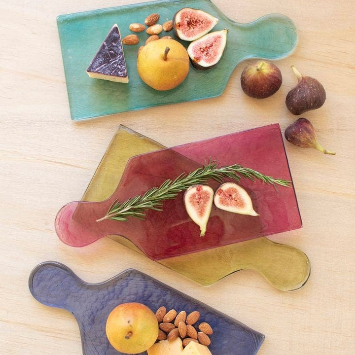 Colored Glass Cheese Boards, Assorted Colors