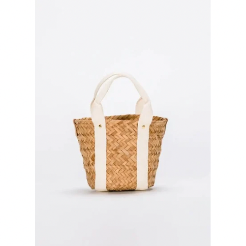 Mini Handmade Basket Bag with White Detail