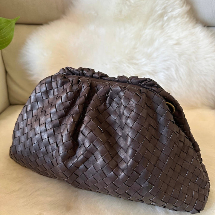 Woven Leather Clutch, Assorted Colors