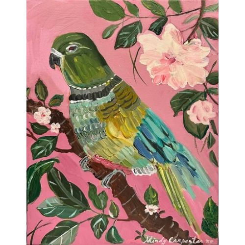 Parakeet & Peony Greeting Card