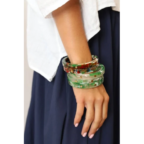 Stacking Bangle in Green Marble