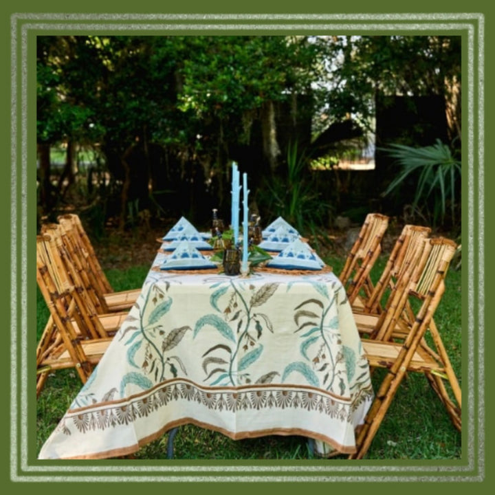 Tuileries Tablecloth in Evergreen, (72x127) | Maison Venu