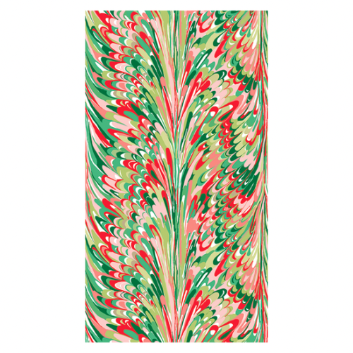 Marble Guest Towels in Red and Green, S/25