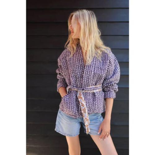 Short Quilted Jacket in Purple