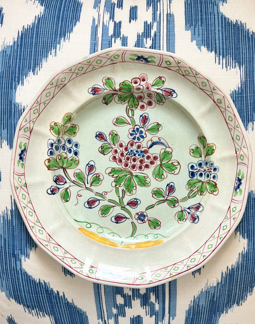 Vintage Hand Painted Leaf Caluxware Plates, Set of 3
