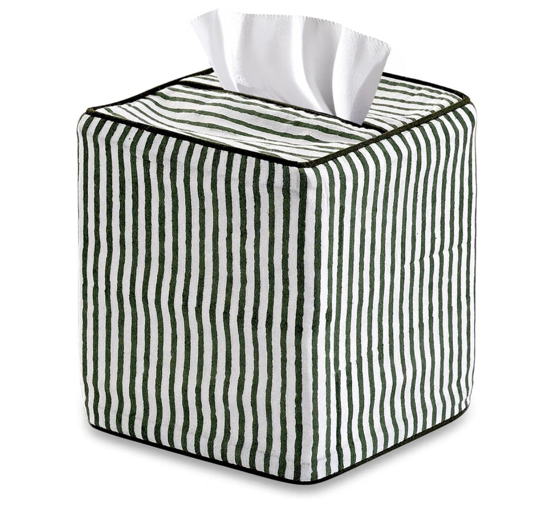 Stripe Tissue Box Cover, Green