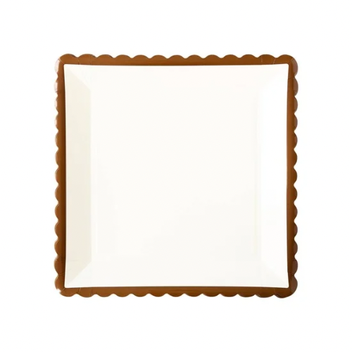 Ruffle Edge Plates, Brown