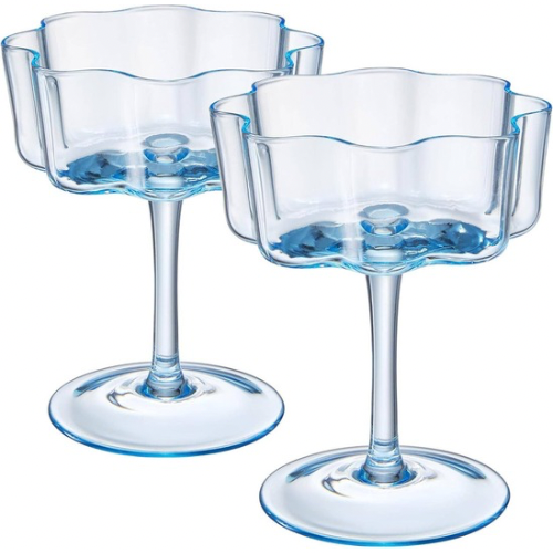 Wave Coupe Glasses in Cobalt Blue, Set of 2