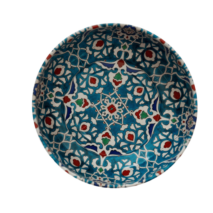 Moroccan Tin Bowl in Blue and Red, Small