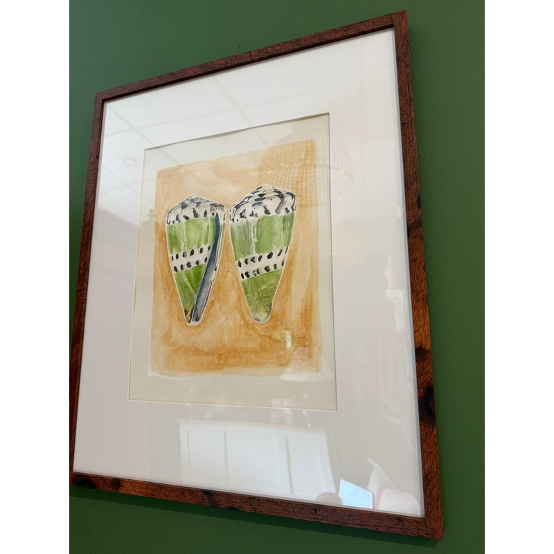 Original Green Shell Artwork by Kara McKean, Framed