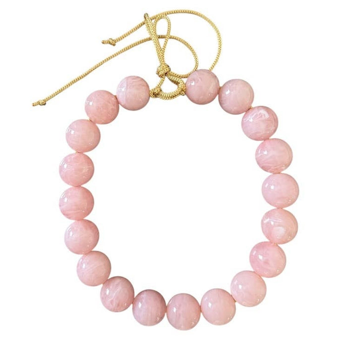 Chunky Beaded Necklace in Light Marble Pink | KMs Gems