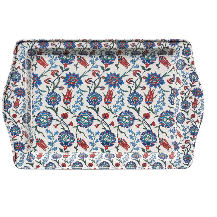 Moroccan Metal Tray in Blue and Red, Small