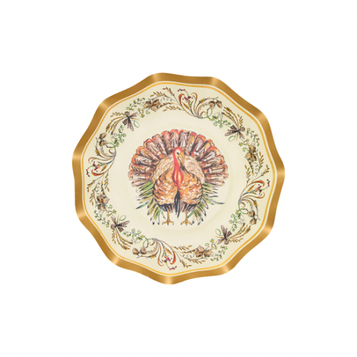 Turkey & Gourds Appetizer/Dessert Plates, S/8