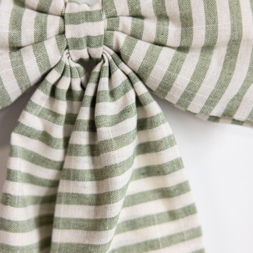 Fabric Bow in Striped Light Green