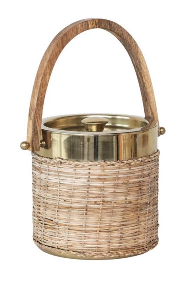 Rattan Wrapped Ice Bucket