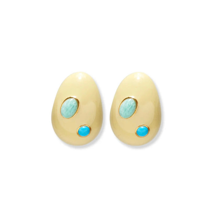 Mini Arp Earrings in Studded Cream | Lizzie Fortunato