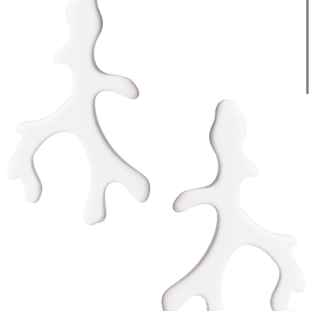 Coral Acrylic Earrings, White