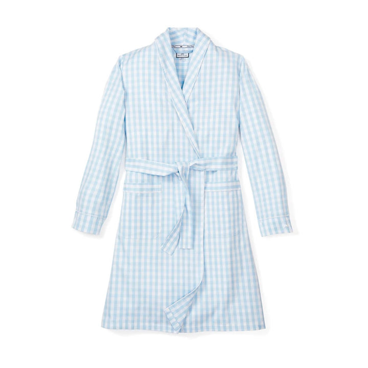 Gingham Twill Robe in Blue | Petite Plume