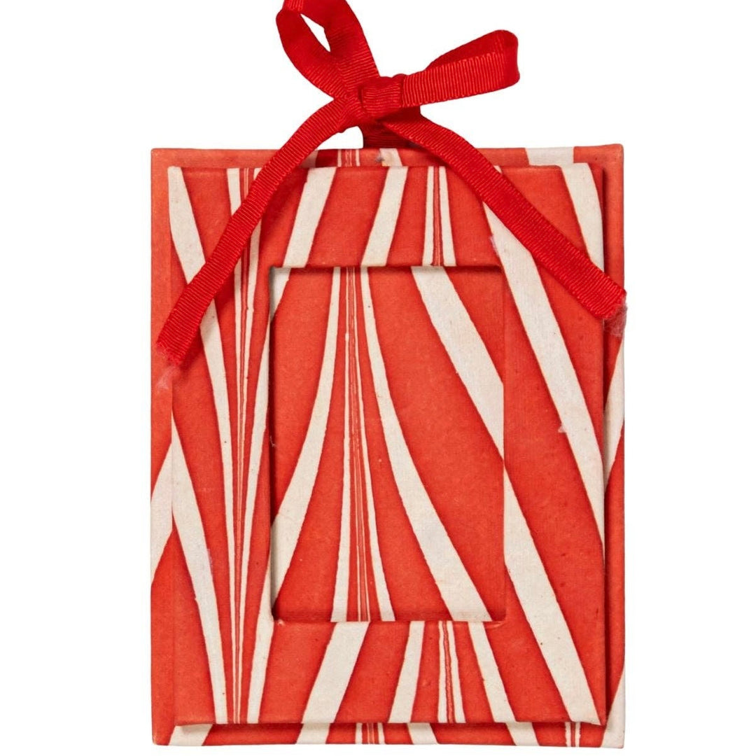Mini Picture Frame Ornament, Red Stripe