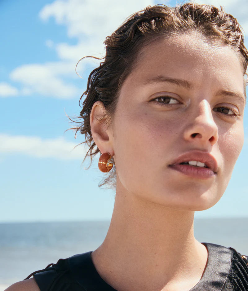 Zellige Hoops in Peach Aventurine | Lizzie Fortunato