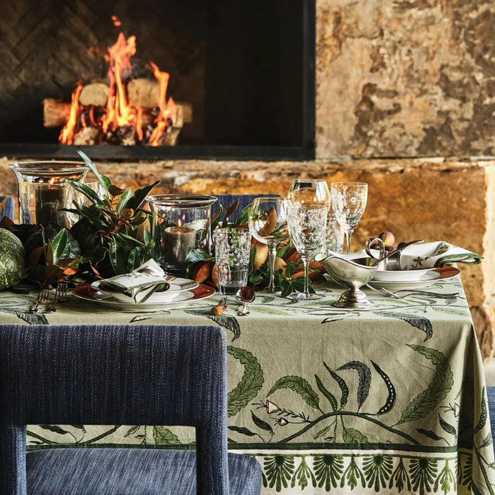 Tuileries Tablecloth in Evergreen, 72x127 | Maison Venu