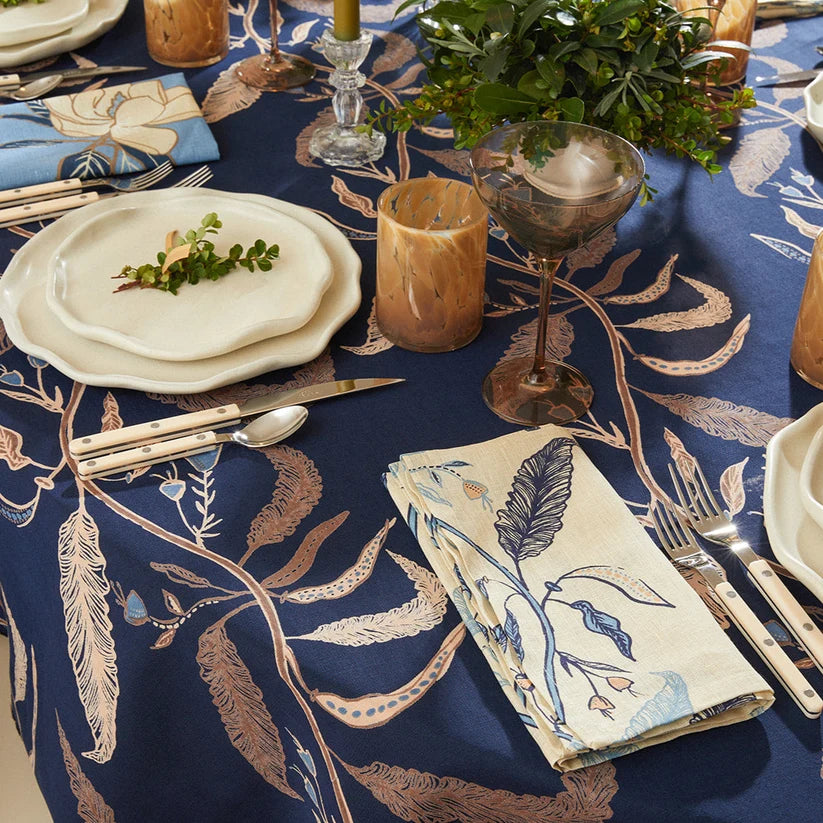 Tuileries Tablecloth in Woodsy, 108" Round | Maison Venu