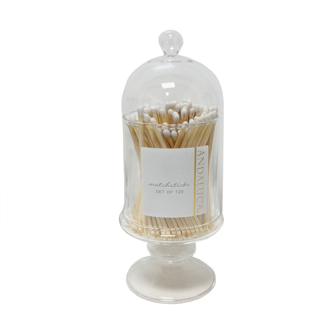 Glass Cloche with White Matches